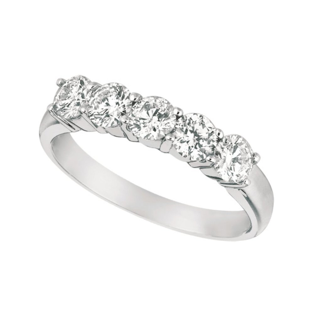 0.75 Carat Natural 5 Stone Diamond Ring G SI 14K G